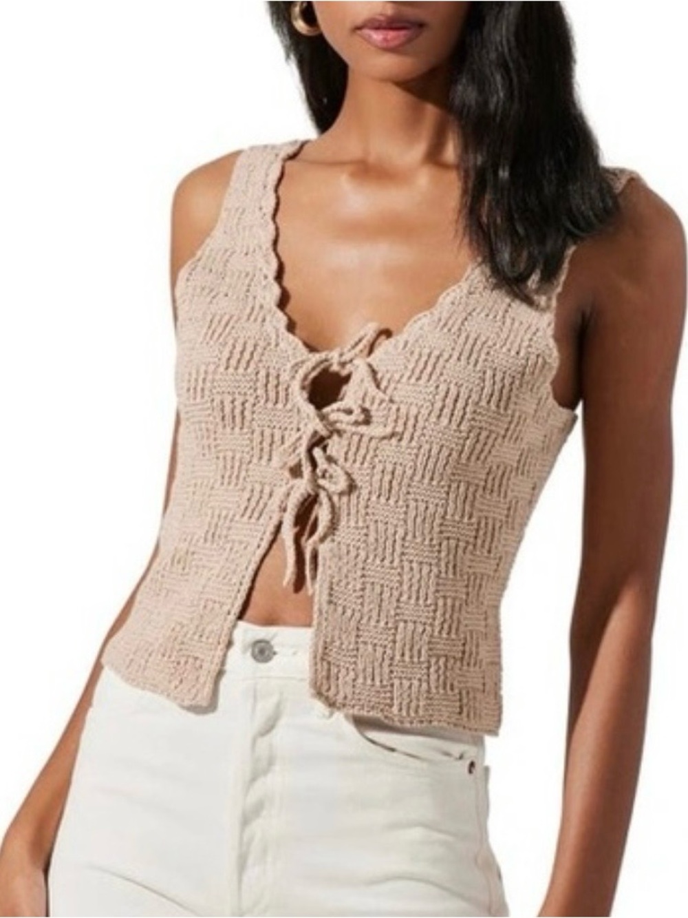 Astr the Label Knit Tie-Front Tank Top